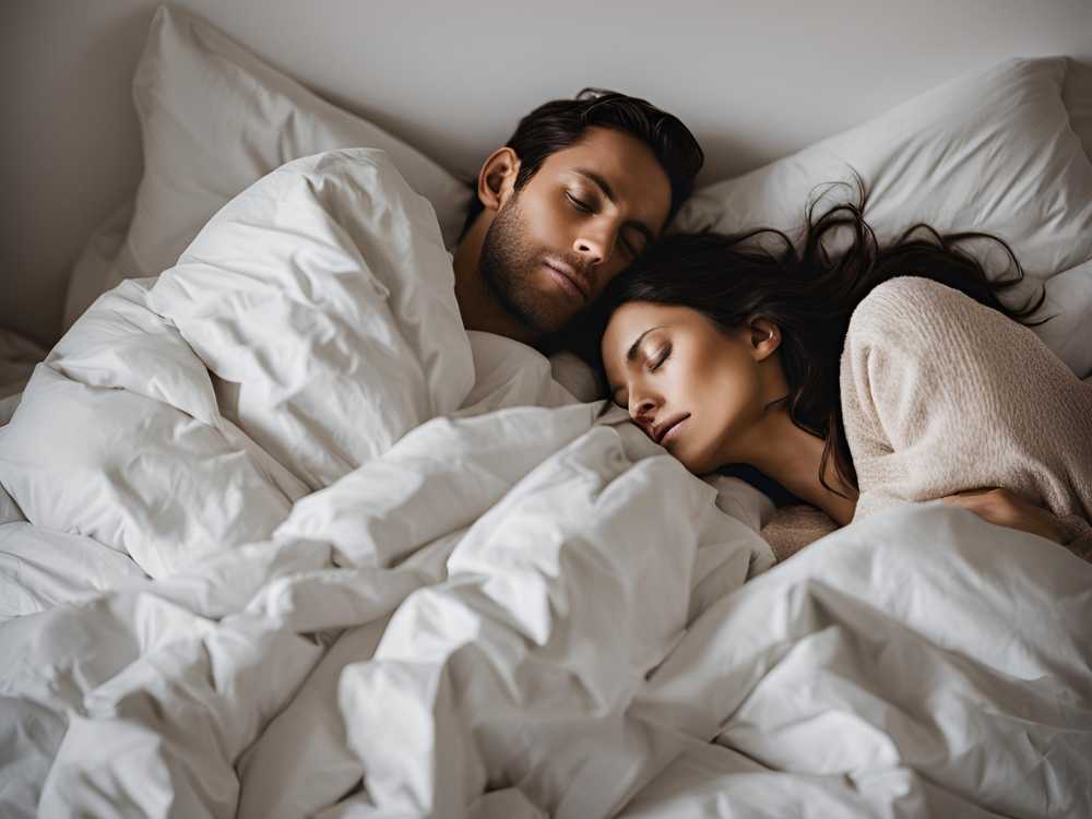 un couple sous une couette confortable